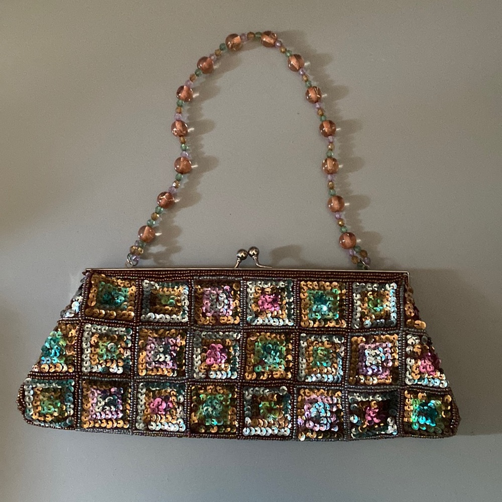 Sequin evening bag clutch multicolored